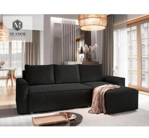 NIEUW GELEVERD! Hoekbank L-Vorm Ribstof 242x155 NU €390,-, Huis en Inrichting, Banken | Bankstellen, Nieuw, Vierpersoons of meer