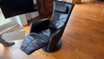 Luxe leren relaxfauteuil – zwart – draaibaar & verstelbaar, Huis en Inrichting, Ophalen, Zo goed als nieuw, Modern, 50 tot 75 cm