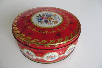 Oud Parein Bouquet blik, rood, rond model met bloemmotief, i beschikbaar voor biedingen