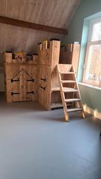 Handgemaakt dubbel kasteelbed Mura Mura met NIEUWE matrassen, Ophalen, Hout