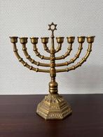 Vintage Koperen Menora Kandelaar, Kaarsenhouder 25,5, Gebruikt, Ophalen of Verzenden, Kandelaar, 25 tot 50 cm