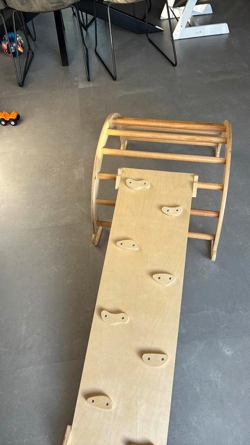 Klimrek met glijbaan hout, Kinderen en Baby's, Speelgoed | Buiten | Speeltoestellen, Zo goed als nieuw, Glijbaan, Aanbouwonderdeel