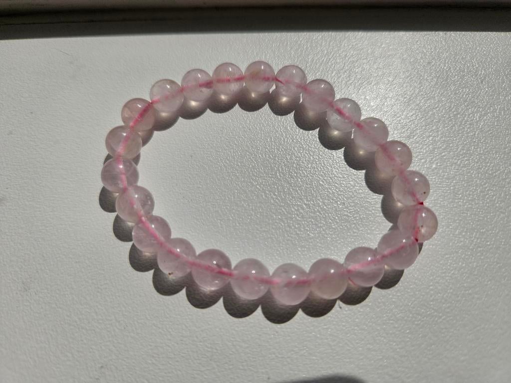 Edelsteen: Rozekwarts armband 8mm elastiek, Ophalen of Verzenden, Nieuw