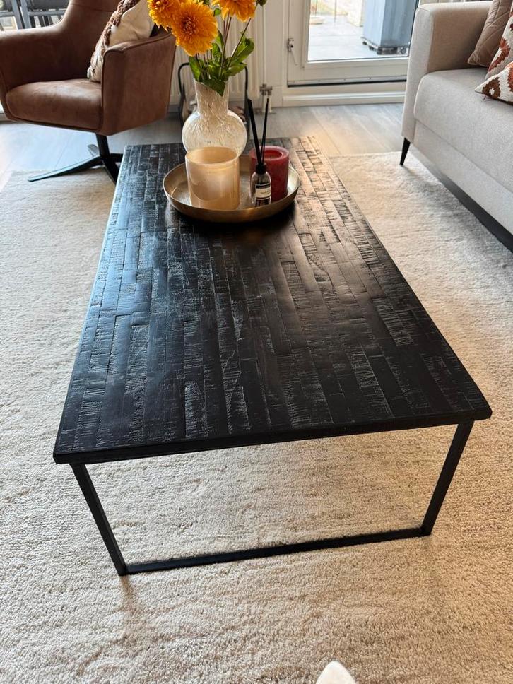 Mooie zwarte salontafel, Huis en Inrichting, Tafels | Salontafels, Gebruikt, Minder dan 50 cm, 50 tot 100 cm, 100 tot 150 cm, Rechthoekig
