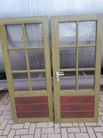 Vuren hout tuindeuren., Ophalen, Gebruikt, Buitendeur, 200 tot 215 cm