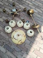 Antieke Hanglamp, Gebruikt, Glas, Minder dan 50 cm, Antiek