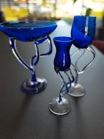 Jozefina Krosno blauwe set van 3, Antiek en Kunst, Antiek | Glas en Kristal, Verzenden