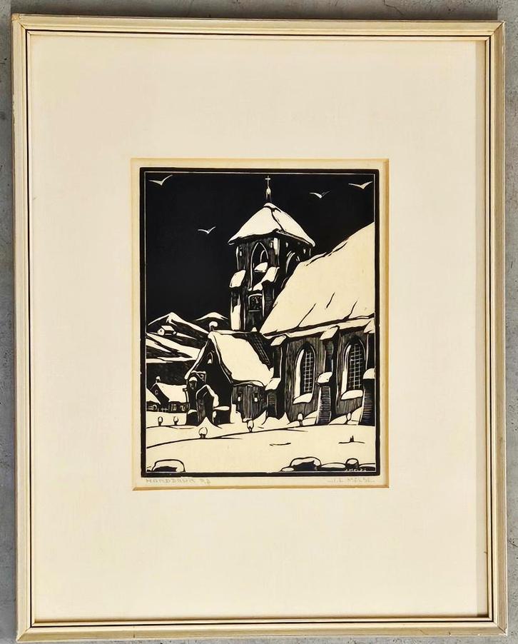 Johan Melse (1887-1968), Een houtsneden werkje, Antiek en Kunst, Kunst | Etsen en Gravures, Ophalen of Verzenden