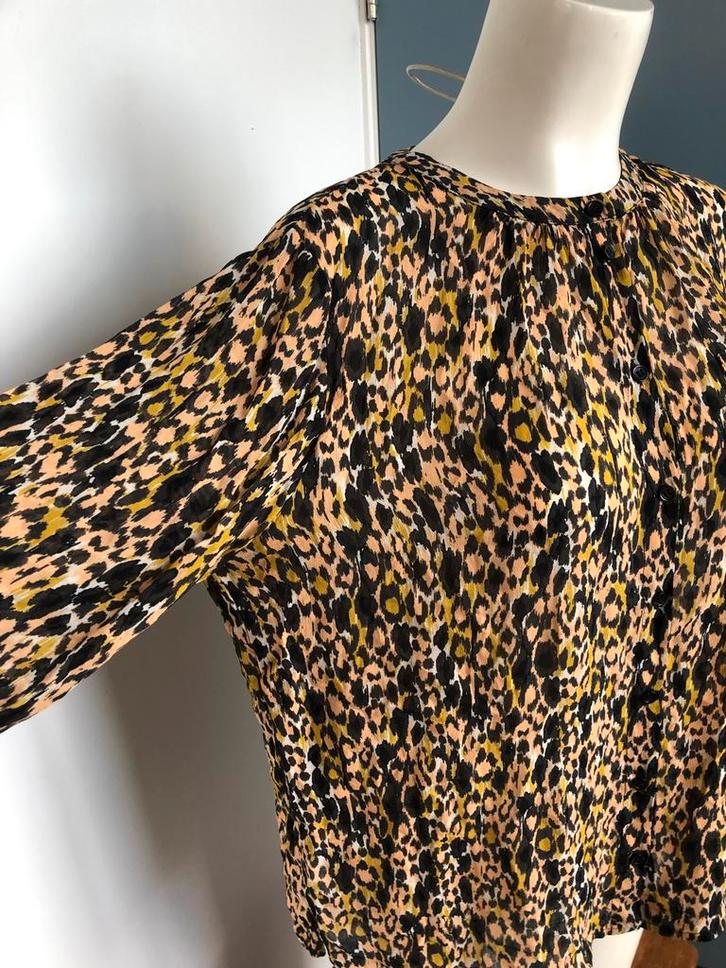 Set Leopard luipaard blouse 40 viscose dun, Kleding | Dames, Blouses en Tunieken, Zo goed als nieuw, Maat 38/40 (M), Bruin, Ophalen of Verzenden