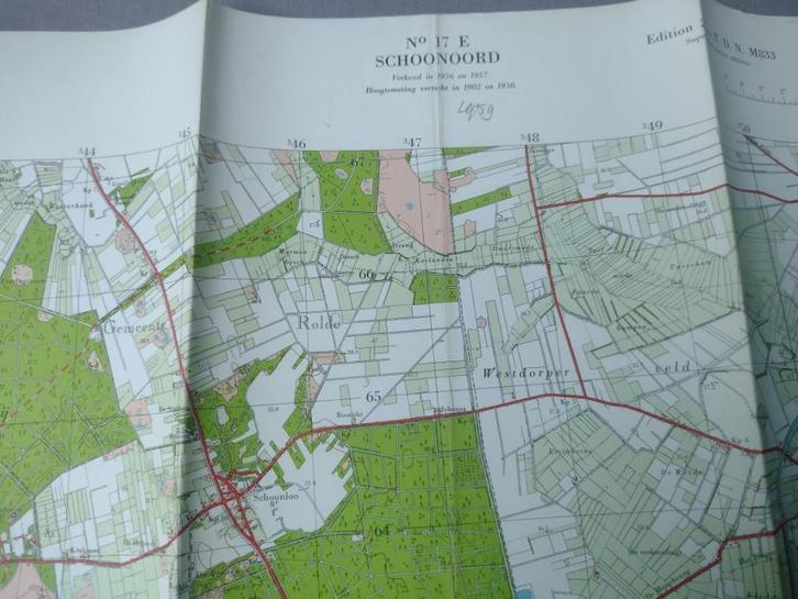 17 E Schoonoord Borger Orvelte De Kiel Plattegrond 1959, Antiek en Kunst, Kunst | Litho's en Zeefdrukken, Ophalen of Verzenden