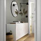 IKEA BESTÅ kast met betonlook deuren + gouden pootjes, Ophalen, 100 tot 150 cm, Zo goed als nieuw, Minder dan 100 cm