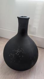 Zwarte Madam Stoltz vaas met craquelé, Gebruikt, Zwart, Ophalen of Verzenden, Glas