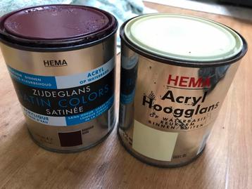 Acrylverf Hema bordeauxrode en zachtgeel beschikbaar voor biedingen