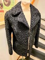 YV7456: Vintage 50's/ 60's Coat, Zwart, Ophalen of Verzenden, Gedragen, Pelterijen Leder Couture
