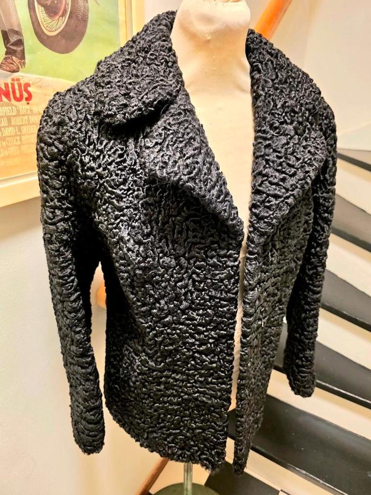 YV7456: Vintage 50's/ 60's Coat, Kleding | Dames, Jassen | Winter, Gedragen, Maat 38/40 (M), Zwart, Ophalen of Verzenden