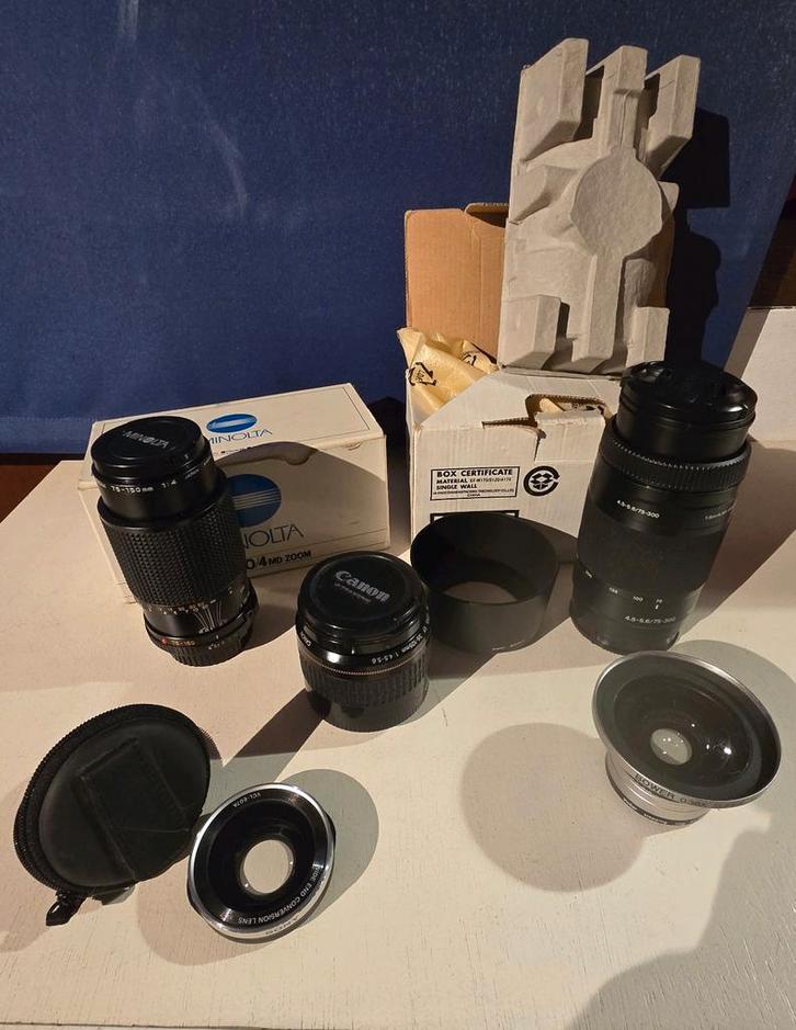Camera lenzen Sony Minolta Canon 0.38 - 300, Audio, Tv en Foto, Fotografie | Lenzen en Objectieven, Gebruikt, Telelens, Zoom, Ophalen