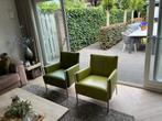 2 lederen fauteuils met rvs poten, Huis en Inrichting, Fauteuils, Ophalen of Verzenden, Zo goed als nieuw, 75 tot 100 cm, 50 tot 75 cm