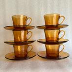 Vintage Duralex France expresso kopjes en schoteltjes, Glas of Glazen, Ophalen of Verzenden, Overige stijlen, Glas