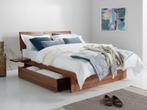 Japans Storage Bed with mattress, opbergbed en matrassen, Huis en Inrichting, 190 cm of minder, Bruin, 140 cm, Zo goed als nieuw
