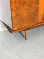 Vintage linnenkast kledingkast noten hout jaren 50/60/70, Ophalen, Gebruikt, 100 tot 150 cm, Vintage