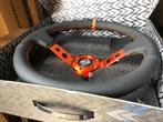 NRG Sportstuur leder 350mm oranje zwart deep dish 75mm, Auto diversen, Ophalen of Verzenden