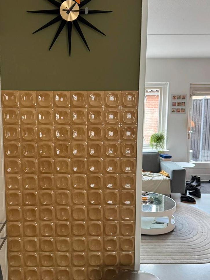 Ocra Pop Groovy -nieuwe tegels in retro vintage stijl, Doe-het-zelf en Verbouw, Tegels, Nieuw, Wandtegels, Keramiek, Minder dan 20 cm