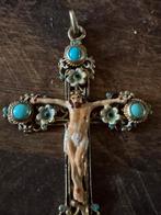 zeldzaam verguld zilveren kruis hanger met turkoois 19e eeuw, Sieraden, Tassen en Uiterlijk, Kettinghangers, Ophalen of Verzenden