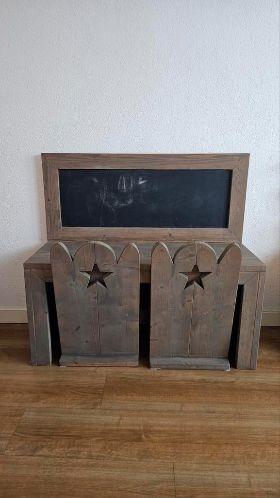 Stijgerhouten knutseltafel met krijtbord incl. stoelen, Kinderen en Baby's, Kinderkamer | Tafels en Stoelen, Gebruikt, Tafel(s) en Stoel(en)