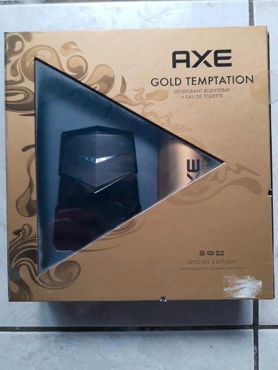 Axe gold temptation set 50 ml edt en 150 ml deo, Sieraden, Tassen en Uiterlijk, Uiterlijk | Parfum, Nieuw, Ophalen of Verzenden