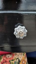 Zwarte landelijke grenen vintage sidetable, tafel met lades, Ophalen, Gebruikt, 100 tot 150 cm, Vintage