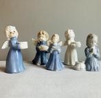 Kerstengel kaarsenstandaards vintage wit blauw porselein MCM, Huis en Inrichting, Woonaccessoires | Kandelaars en Kaarsen, Overige materialen