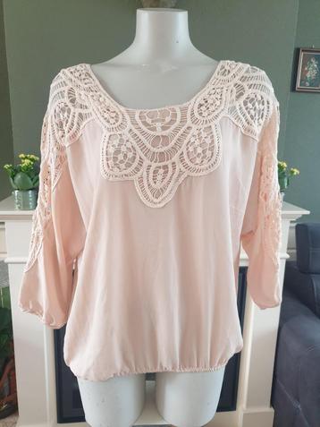 Esqualo prachtige peach perzik top shirt 38 M Gratis Verzend beschikbaar voor biedingen