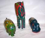 3 prachtige Afrikaanse handgesneden/beschilderde beelden., Antiek en Kunst, Ophalen of Verzenden