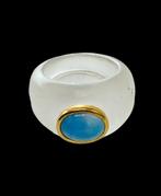 Design Ring Bergkristal & Goud & Agaat, Goud, Goud, 17 tot 18, Dame