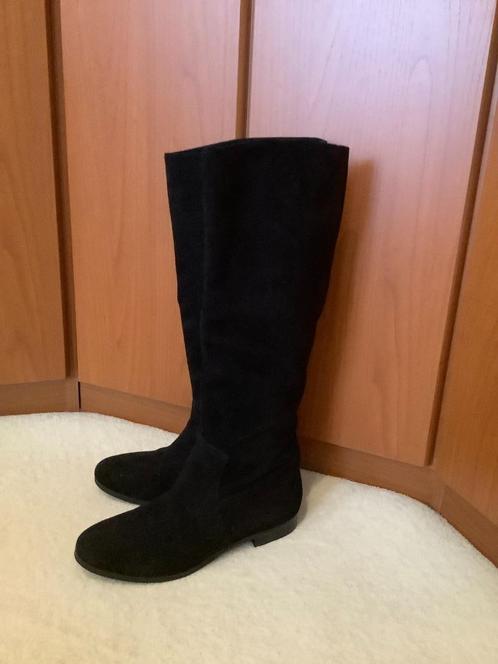 Prachtige zwarte leer laarsjes van Julie Dee, 35., Kleding | Dames, Schoenen, Zo goed als nieuw, Hoge laarzen, Zwart, Ophalen of Verzenden