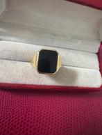 Goduen zegel ring met onyx 14 karaat goud 585, 19 tot 20, Ophalen of Verzenden, Zo goed als nieuw, Dame