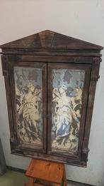 H 71cm B 46cm Antique wooden met deur spiegel zwaar, Antiek en Kunst, Antiek | Meubels | Kasten, Ophalen of Verzenden