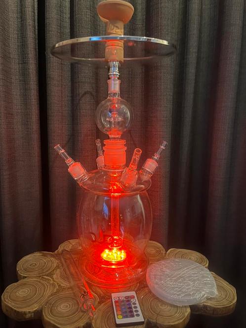 Nieuwe in de doos DUD Shisha glazen waterpijp met LED, Verzamelen, Rookartikelen, Aanstekers en Luciferdoosjes, Nieuw, (Water)pijp