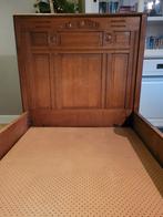 Antieke twijfelaar eiken met houtsnijwerk 110x195, Ophalen