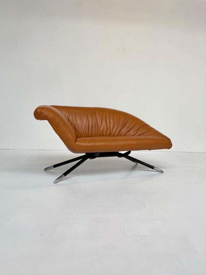 Leolux el Nido chaise lounge, opnieuw gestoffeerd, Huis en Inrichting, Fauteuils, Zo goed als nieuw, Leer, 100 tot 125 cm, 75 tot 100 cm