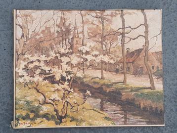 schilderij Adri Pieck oude druk op doek  beschikbaar voor biedingen
