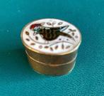 Vintage pillendoosje-messing/emaille jaren ‘60, Ophalen of Verzenden, Gebruikt