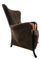 Prachtige vintage Giorgetti wingback design fauteuil Italy, Ophalen, Gebruikt, 75 tot 100 cm, Stof