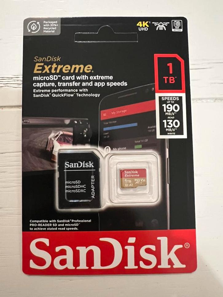 Sandisk Extreme 1tb nieuw geseald, Audio, Tv en Foto, Fotografie | Geheugenkaarten, Zo goed als nieuw, 1 TB of meer, Fotocamera