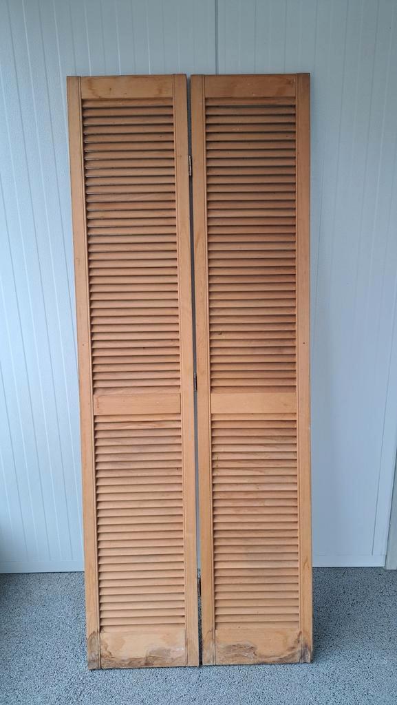 Houten Louvre Deuren, Doe-het-zelf en Verbouw, Deuren en Horren, Gebruikt, Binnendeur, 200 tot 215 cm, 80 tot 100 cm, Hout, Ophalen