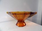 Art Deco grote Schaal op voet Boheems, amber, Antiek en Kunst, Ophalen of Verzenden