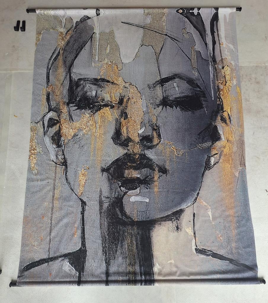 Wandkleed met abstract portret vrouw, Ophalen, Zo goed als nieuw