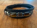 Gave nieuwe ledere heren armband met 2 tijgerogen., Ophalen of Verzenden, Zo goed als nieuw, Zwart, Leer