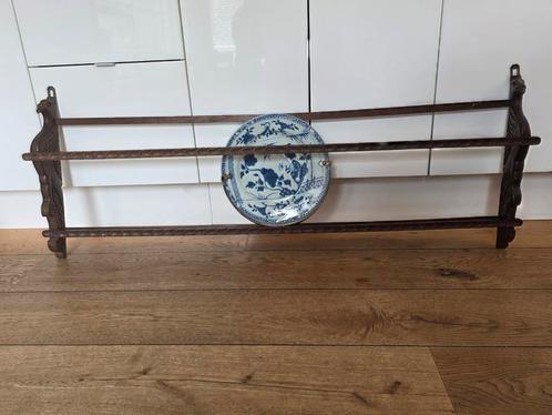 Antiek houten wandbord bordenrek, met vogelmotief, Huis en Inrichting, Woonaccessoires | Kapstokken, Zo goed als nieuw, Minder dan 100 cm