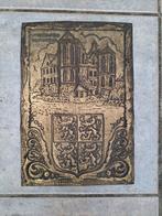 Metalen reliefplaat Kasteel Croij  bij Helmond 18.5x26.5 cm, Antiek en Kunst, Antiek | Koper en Brons, Ophalen of Verzenden